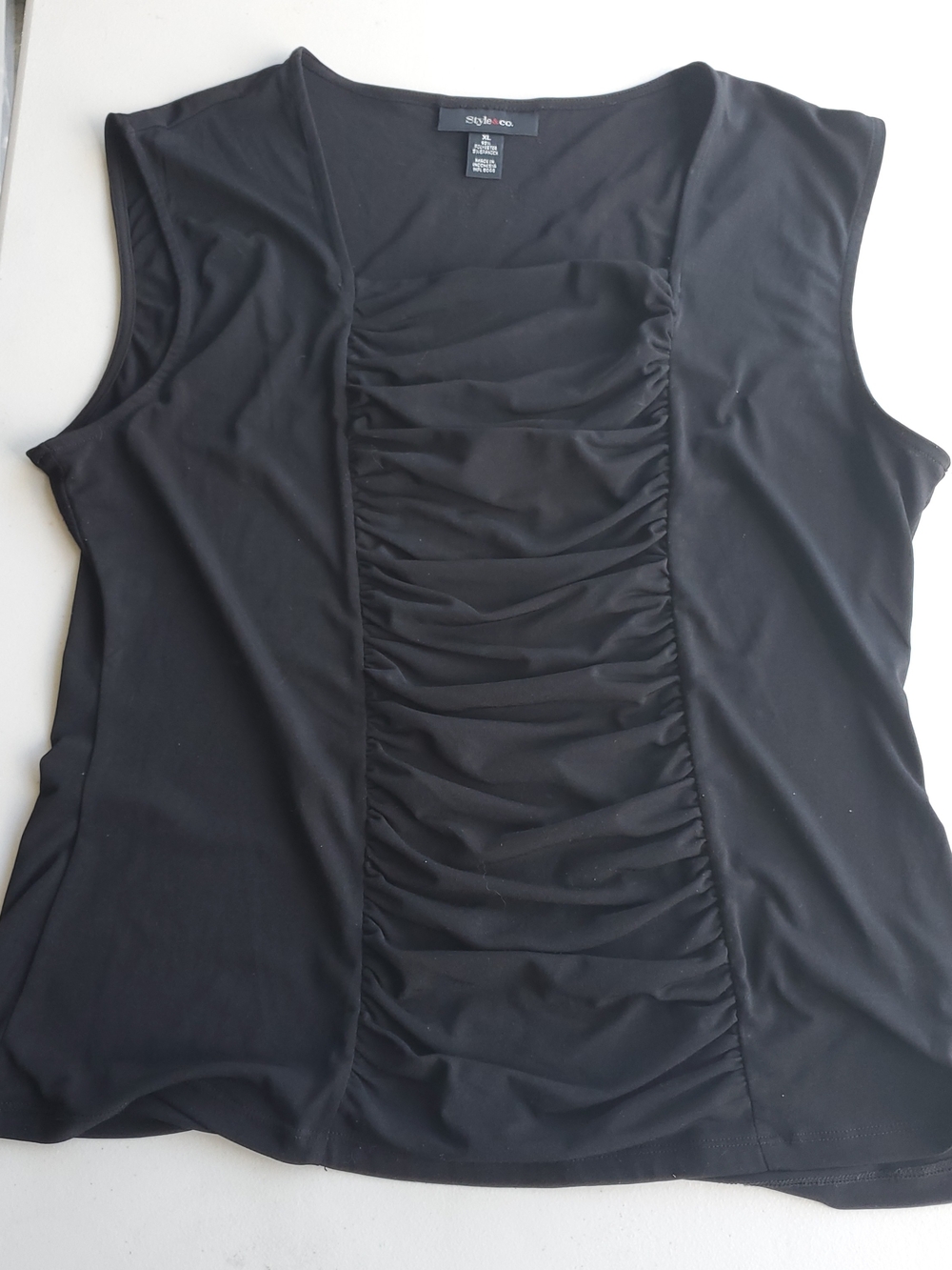 Style & Co. Black Ruched Front Sleeveless Tank